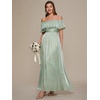 image:imageEverPretty Womens Summer Maxi Wedding Guest Dress Off The Shoulder Short Sleeves Semi Formal Dresses 02803Mint Green
