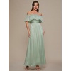 image:imageEverPretty Womens Summer Maxi Wedding Guest Dress Off The Shoulder Short Sleeves Semi Formal Dresses 02803Mint Green