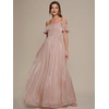 image:imageEverPretty Womens Summer Off The Shoulder Bridesmaid Dress Short Sleeve Maxi ALine Formal Wedding Guest Dresses 02804Dusty Rose
