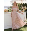 image:imageEverPretty Womens Summer Off The Shoulder Bridesmaid Dress Short Sleeve Maxi ALine Formal Wedding Guest Dresses 02804Dusty Rose
