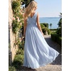 image:imageEverPretty Womens Summer Shimmer V Neck Sleeveless Formal Wedding Guest Dresses Pleated ALine Maxi Vacation Dress 02805Dusty Blue