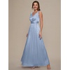 image:imageEverPretty Womens Summer Shimmer V Neck Sleeveless Formal Wedding Guest Dresses Pleated ALine Maxi Vacation Dress 02805Dusty Blue