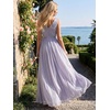 image:imageEverPretty Womens Summer Shimmer V Neck Sleeveless Formal Wedding Guest Dresses Pleated ALine Maxi Vacation Dress 02805Frosted Lilac