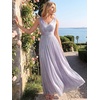 image:imageEverPretty Womens Summer Shimmer V Neck Sleeveless Formal Wedding Guest Dresses Pleated ALine Maxi Vacation Dress 02805Frosted Lilac
