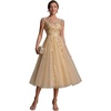 image:imageEverPretty Womens Sequin Tulle Midi Wedding Guest Dresses Cap Sleeve A Line Cocktail Party Semi Formal Dress 02778Gold