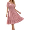 image:imageEverPretty Womens Square Neck Short Sleeve Wedding Guest Dresses Midi Summer Casual Dress 50005Pink