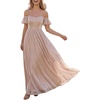 image:imageEverPretty Womens Summer Off The Shoulder Bridesmaid Dress Short Sleeve Maxi ALine Formal Wedding Guest Dresses 02804Dusty Rose