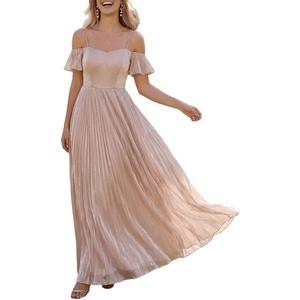 image:imageEverPretty Womens Summer Off The Shoulder Bridesmaid Dress Short Sleeve Maxi ALine Formal Wedding Guest Dresses 02804Dusty Rose