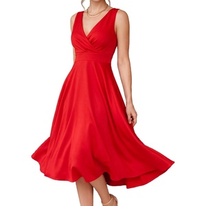 image:imageEverPretty Womens V Neck Sleeveless Summer Cocktail Dresses Midi Semi Formal Party Dress 50008Red