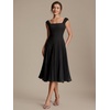 image:imageEverPretty Womens Summer Midi Cocktail Dresses Crepe Square Neck Cap Sleeve Semi Formal Wedding Guest Dress 02776Black