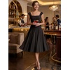 image:imageEverPretty Womens Summer Midi Cocktail Dresses Crepe Square Neck Cap Sleeve Semi Formal Wedding Guest Dress 02776Black