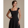 image:imageEverPretty Womens Summer Midi Cocktail Dresses Crepe Square Neck Cap Sleeve Semi Formal Wedding Guest Dress 02776Black
