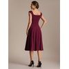 image:imageEverPretty Womens Summer Midi Cocktail Dresses Crepe Square Neck Cap Sleeve Semi Formal Wedding Guest Dress 02776Burgundy