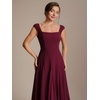 image:imageEverPretty Womens Summer Midi Cocktail Dresses Crepe Square Neck Cap Sleeve Semi Formal Wedding Guest Dress 02776Burgundy