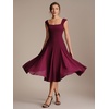 image:imageEverPretty Womens Summer Midi Cocktail Dresses Crepe Square Neck Cap Sleeve Semi Formal Wedding Guest Dress 02776Burgundy