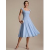 image:imageEverPretty Womens Summer Midi Cocktail Dresses Crepe Square Neck Cap Sleeve Semi Formal Wedding Guest Dress 02776Ice Blue