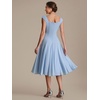 image:imageEverPretty Womens Summer Midi Cocktail Dresses Crepe Square Neck Cap Sleeve Semi Formal Wedding Guest Dress 02776Ice Blue