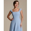 image:imageEverPretty Womens Summer Midi Cocktail Dresses Crepe Square Neck Cap Sleeve Semi Formal Wedding Guest Dress 02776Ice Blue