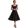 image:imageEverPretty Womens Summer Midi Cocktail Dresses Crepe Square Neck Cap Sleeve Semi Formal Wedding Guest Dress 02776Black