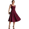 image:imageEverPretty Womens Summer Midi Cocktail Dresses Crepe Square Neck Cap Sleeve Semi Formal Wedding Guest Dress 02776Burgundy