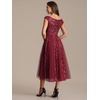 image:imageEverPretty Womens VNeck Midi Cocktail Dresses Cap Sleeves Sequin ALine Formal Wedding Guest Dress 02780Burgundy