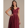 image:imageEverPretty Womens VNeck Midi Cocktail Dresses Cap Sleeves Sequin ALine Formal Wedding Guest Dress 02780Burgundy