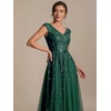 image:imageEverPretty Womens VNeck Midi Cocktail Dresses Cap Sleeves Sequin ALine Formal Wedding Guest Dress 02780Dark Green