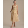 image:imageEverPretty Womens VNeck Midi Cocktail Dresses Cap Sleeves Sequin ALine Formal Wedding Guest Dress 02780Gold