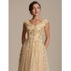 image:imageEverPretty Womens VNeck Midi Cocktail Dresses Cap Sleeves Sequin ALine Formal Wedding Guest Dress 02780Gold
