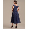 image:imageEverPretty Womens VNeck Midi Cocktail Dresses Cap Sleeves Sequin ALine Formal Wedding Guest Dress 02780Navy Blue