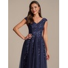 image:imageEverPretty Womens VNeck Midi Cocktail Dresses Cap Sleeves Sequin ALine Formal Wedding Guest Dress 02780Navy Blue