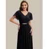 image:imageEverPretty Womens VNeck Short Sleeves Formal Dress Chiffon Maxi ALine Mother of the Bride Dress 02740Black
