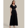 image:imageEverPretty Womens VNeck Short Sleeves Formal Dress Chiffon Maxi ALine Mother of the Bride Dress 02740Black