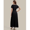 image:imageEverPretty Womens VNeck Short Sleeves Formal Dress Chiffon Maxi ALine Mother of the Bride Dress 02740Black
