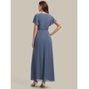 image:imageEverPretty Womens VNeck Short Sleeves Formal Dress Chiffon Maxi ALine Mother of the Bride Dress 02740Dusty Blue