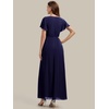 image:imageEverPretty Womens VNeck Short Sleeves Formal Dress Chiffon Maxi ALine Mother of the Bride Dress 02740Navy Blue