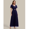image:imageEverPretty Womens VNeck Short Sleeves Formal Dress Chiffon Maxi ALine Mother of the Bride Dress 02740Navy Blue