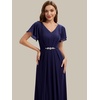 image:imageEverPretty Womens VNeck Short Sleeves Formal Dress Chiffon Maxi ALine Mother of the Bride Dress 02740Navy Blue