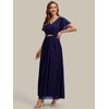 image:imageEverPretty Womens VNeck Short Sleeves Formal Dress Chiffon Maxi ALine Mother of the Bride Dress 02740Navy Blue
