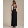 image:imageEverPretty Womens Asymmetrical Short Sleeves Formal Dresses Crepe Floor Length Bodycon Mother of the Bride Dress 02781Black Gold