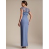 image:imageEverPretty Womens Asymmetrical Short Sleeves Formal Dresses Crepe Floor Length Bodycon Mother of the Bride Dress 02781Dusty Blue