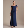 image:imageEverPretty Womens VNeck Off the Shoulder Sleeve Formal Gowns and Evening Dresses Maxi Bodycon Formal Dress 02820Navy Blue