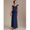 image:imageEverPretty Womens VNeck Off the Shoulder Sleeve Formal Gowns and Evening Dresses Maxi Bodycon Formal Dress 02820Navy Blue