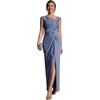 image:imageEverPretty Womens Asymmetrical Short Sleeves Formal Dresses Crepe Floor Length Bodycon Mother of the Bride Dress 02781Dusty Blue