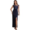 image:imageEverPretty Womens Asymmetrical Short Sleeves Formal Dresses Crepe Floor Length Bodycon Mother of the Bride Dress 02781Navy Blue