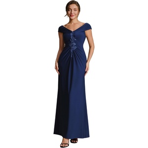 image:imageEverPretty Womens VNeck Off the Shoulder Sleeve Formal Gowns and Evening Dresses Maxi Bodycon Formal Dress 02820Navy Blue