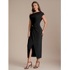 image:imageEverPretty Womens Asymmetrical Off the Shoulder Formal Dresses Midi Bodycon Wedding Guest Dress 02806Black