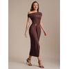 image:imageEverPretty Womens Asymmetrical Off the Shoulder Formal Dresses Midi Bodycon Wedding Guest Dress 02806Chocolate Brown