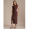 image:imageEverPretty Womens Asymmetrical Off the Shoulder Formal Dresses Midi Bodycon Wedding Guest Dress 02806Chocolate Brown
