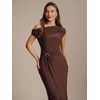 image:imageEverPretty Womens Asymmetrical Off the Shoulder Formal Dresses Midi Bodycon Wedding Guest Dress 02806Chocolate Brown